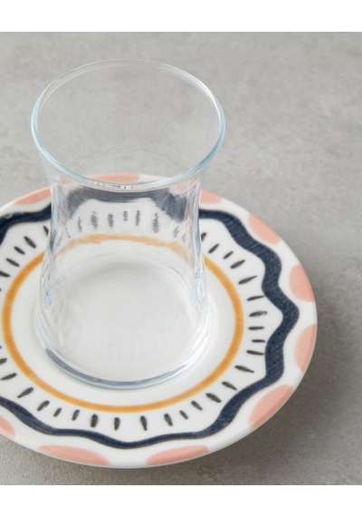 Alvina Porselen 12 Parça 6 Kişilik Çay Seti 165 Ml Mavi - Pembe Diğer