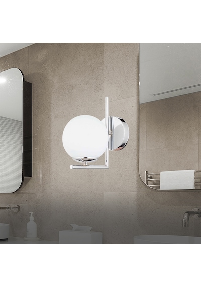 Sara Krom Kaplama Duvar Lambası Yatak Odası-Yatak Başı-Banyo İçin Modern Aplik Beyaz