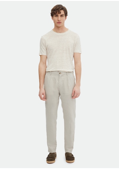 Ramsey Bej Düz Dokuma Jogging Fit Casual %100 Keten Pantolon