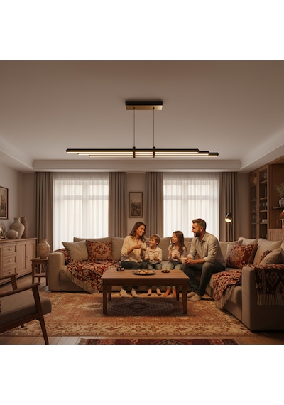 Cosmo Gold Lineer Led Sarkıt Avize Kumandalı Dim Edilebilir Aşağı Işık Sarı Işık