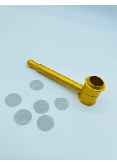Alcan Metal Pipo Sarı 2 Parça Süzgeçli Pipe 10 CM