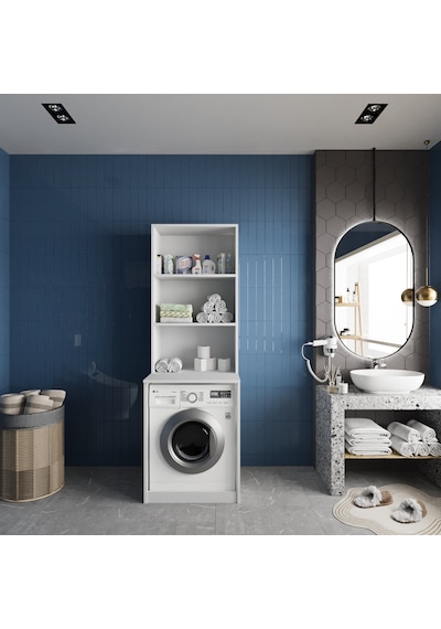 Aspen Çamaşır Ve Kurutma Makinesi Dolabı Banyo Dolabı Beyaz Beyaz
