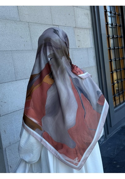 Qalortex Scarf Pamuklu Amber Desen Eşarp-somon