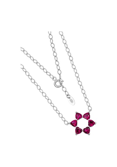 Aşkın Fısıltısı Mekik Zincir Gerdanlık Kolye Ruby Kalp Taşlı 925 Ayar Gümüş Gümüş
