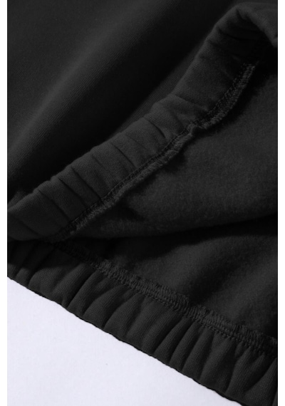 Ghassy Co. Erkek Yarım Fermuarlı Oversize Bel Ve Kol Lastikli İçi Polarlı Sweatshirt Siyah
