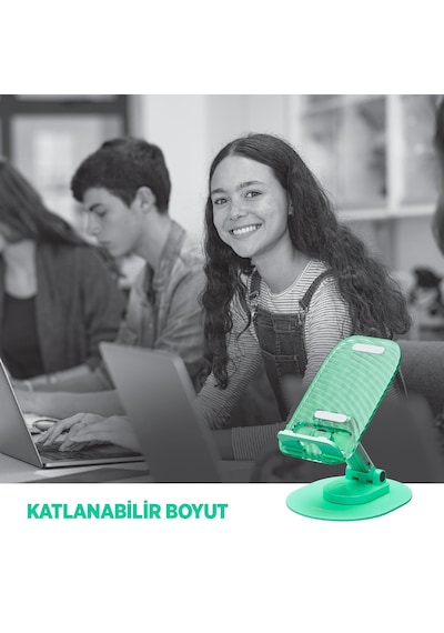 Polosmart Pbs171 Telefon Tablet Standı Ayarlanabilir Masaüstü Tutucu 4-10,2 İnç Uyumlu Silikon Yeşil