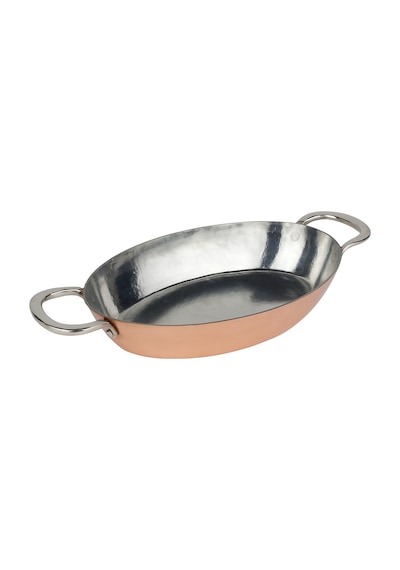 Cuvesta El Yapımı Şef Tipi Kalın 1.5mm Bakır Oval Tava 30x20cm