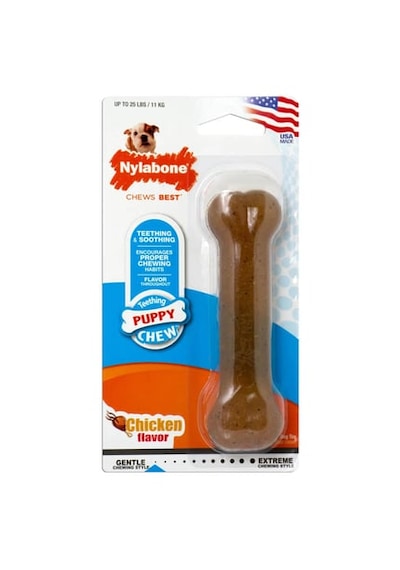 Nylabone Tavuk Aromalı Esnek Kauçuk Yavru Köpek Oyuncağı 10 Cm S