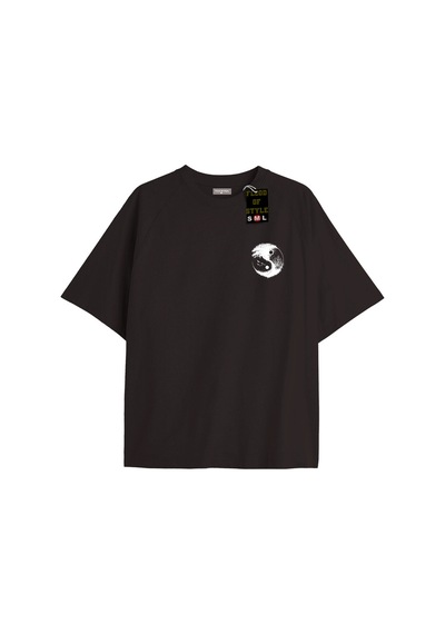 Flood Of Style Siyah Oversize T-shirt Siyah Beyaz Özel Tasarım
