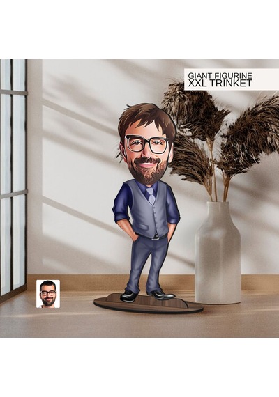 Bk Gift Kişiye Özel Boss Baba Karikatürlü Büyük Boy Ahşap Biblo-2 Arkadaşa Hediye , Sevgiliye Hediye, Kişiye Özel Biblolar