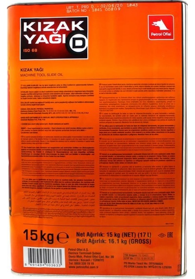 Petrol Ofisi D 68 Aşınma Ve Korozyona Karşı Koruma Kızak Yağı 15 KG