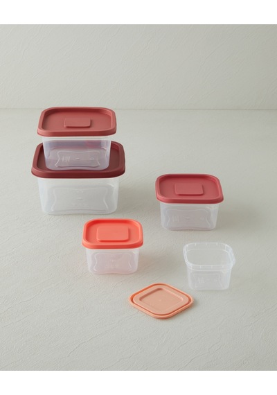 English Home Keep Me Plastik 5'li Saklama Kabı 160-300-500-885-1500 Ml Turuncu