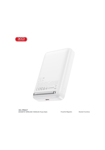 Xo Pr247 10000mah Qi2 Sertifikalı Magsafe Powerbank 30w Pd Usb-c Çıkışlı Standlı Kablosuz Şarj Beyaz