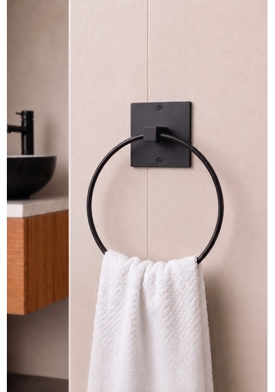 Sas Haus Banyo Düzenleyici Set 4 Parça Yapışkanlı Şampuanlık Tuvalet Kağıtlığı Havluluk Askı Tss-01 Siyah