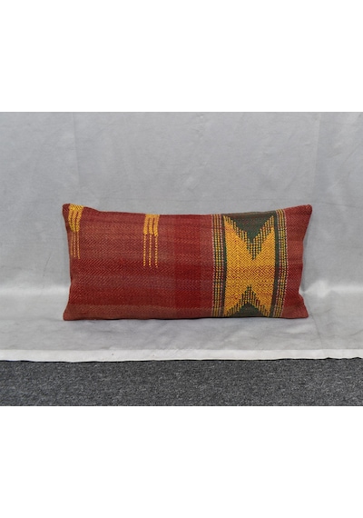Zehra Abla Halı Yeni El Dokuma Dekoratif Lumbar Kilim Kırlent Yastık Kılıfı 6878 Çok Renkli