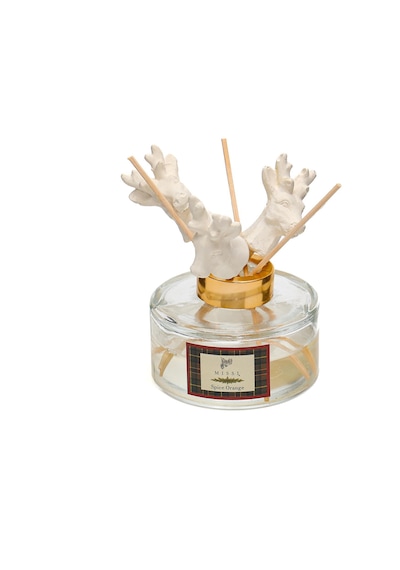 Yılbaşı 150 Ml Geyik Seramik Taş Bambu Çubuklu Spice Orange Oda Kokusu Portakal