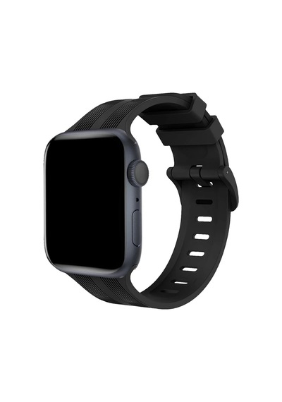 Newface Apple Uyumlu Watch 38mm Kr408 Çizgili Silikon Kordon Semeglbl - 9 - Siyah