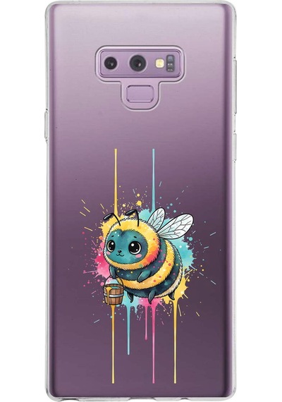 Samsung Galaxy Note 9 İle Uyumlu Splash Arı Tasarımlı Şeffaf Silikon Kılıf Şeffaf