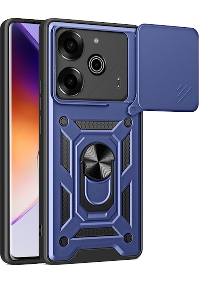 Apsuwa Tecno Pova 6 Pro Kılıf Pars Yüzüklü Standlı Darbe Korumalı Lacivert