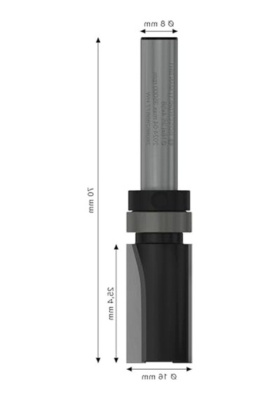 Düz Freze, Kılavuz Rulmanlı, 16 Mm Çap, Ahşap İçin