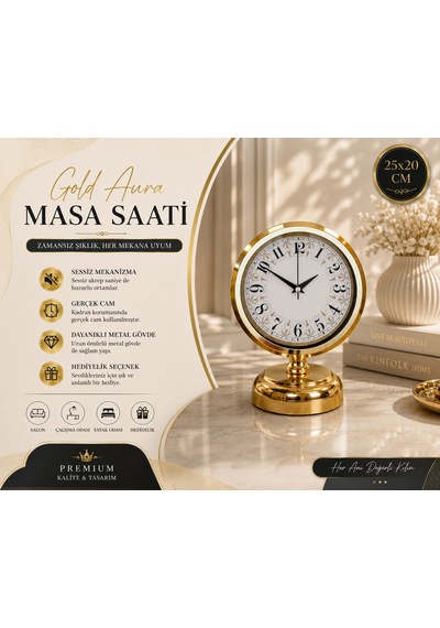 Golden Grace 25 X 20 Gold Metal Masa Saati