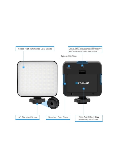 Tr Mini Tripod, Telefon Tutucu, Kumanda Ve Puluz Pu529b 64 Led Light 5 Watt Işık Masaüstü Vlog Canlı Yayın, Selfie