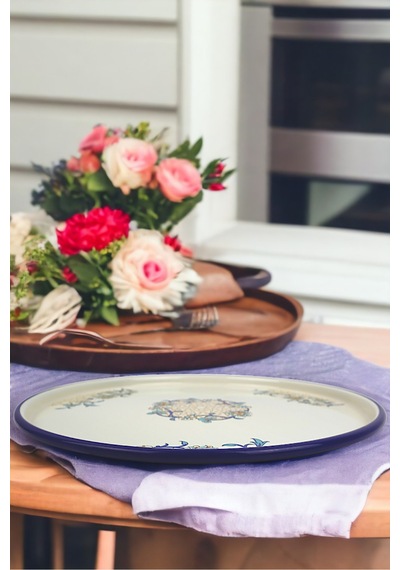 36 No Sunum Servis Tabağı Tepsisi Supla Pasta Tabağı Servis Tabağı Çeyiz Hediye 36cm Çok Renkli