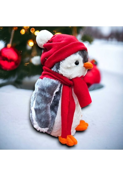 Toyzz 40 Cm Peluş Pingu Penguen Kırmızı Şapkalı Peluş Oyuncak Uyku Arkadaşı