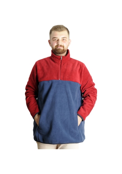 Mode Xl Erkek Sweat Polo Yaka Yarım Fermuarlı Polar 22552 Indigo 001