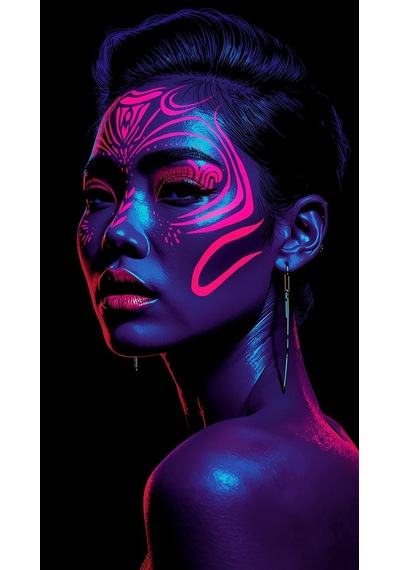 Neon Yüzler Pop Art Kadın Portre Serisi 04 Canlı Renkler Ve Asi Duruş