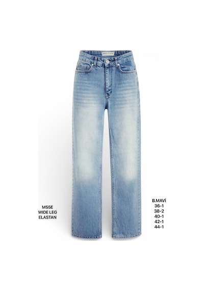 Miss Poem Kadın Buz Mavi Yüksek Bel Wide Leg Jean Pantolon