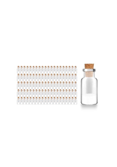 Borox Mantar Tıpalı Cam Şişe - Süs Hediyelik Mini Şişe 10 Ml - Tıpalı Küçük Şişe 100 Adet/paket