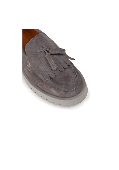 Deery Kadın Hakiki Süet Gri Püsküllü Loafer - 02033zgrıc01