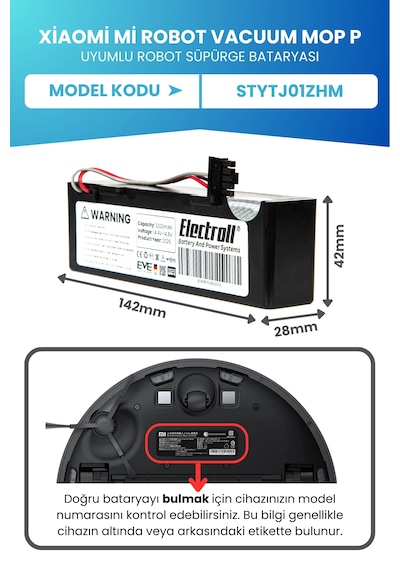 Xiaomi Mi Robot Vacuum Mop P Uyumlu Batarya 3200mah Stytj02ym