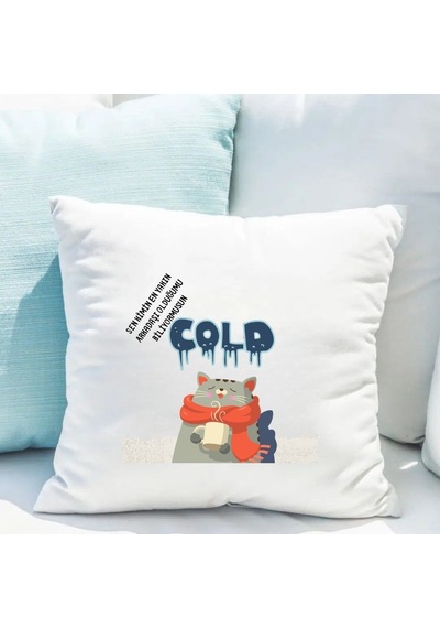 Saten Yastık Kılıfı 50x50 Cm Sen Kimin Hırkını Arkadaşı Olduğumu Bilmiyor Musun Cold Baskılı Dekoratif Kırlent Kılıfı İçi Boş Beyaz