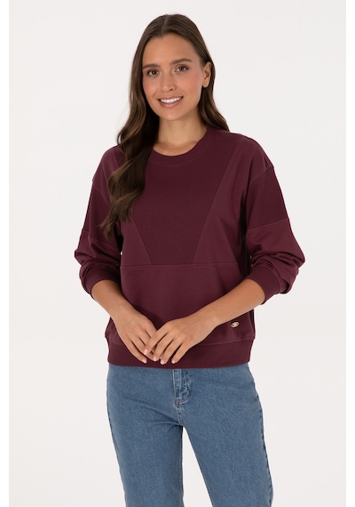 U.S. Polo Assn. Kadın Bordo Pamuklu Bisiklet Yaka Sweatshirt 50314170-VR177