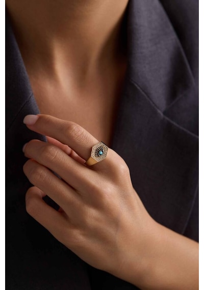 Eye Ring Firuzeli Şövalye T13877 Renkli