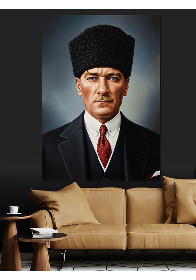 Mustafa Kemal Atatürk'ün Portresi Dekoratif Kanvas - Mdf Ahşap Tablo