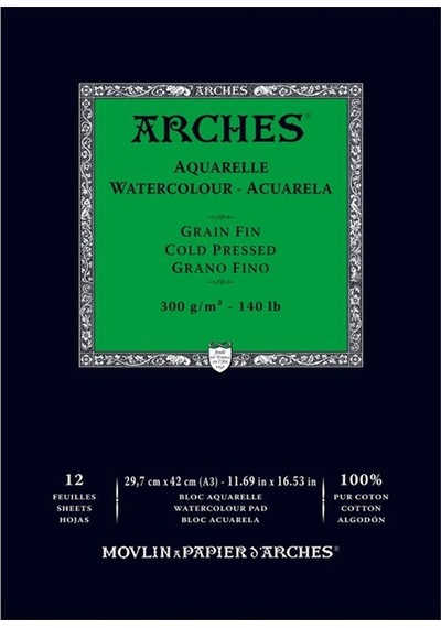 Arches Suluboya Defteri Blok Soğuk Baskı 300 G 29x42 Cm. 12 Yp