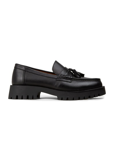 Deery Kadın Hakiki Deri Siyah Püsküllü Loafer - 02035zsyhc02