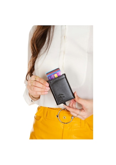 Newish Polo Rfid Özellikli Mekanizmalı Cüzdan Kartlık - Siyah