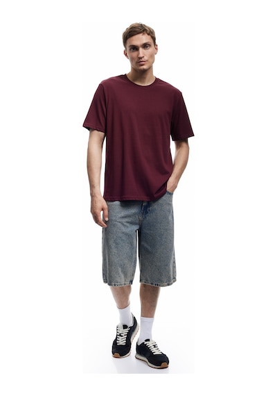 Koton Bisiklet Yaka Regular Fit Pamuklu Kısa Kollu Tişört Bordo 6wam10085hk Bordo