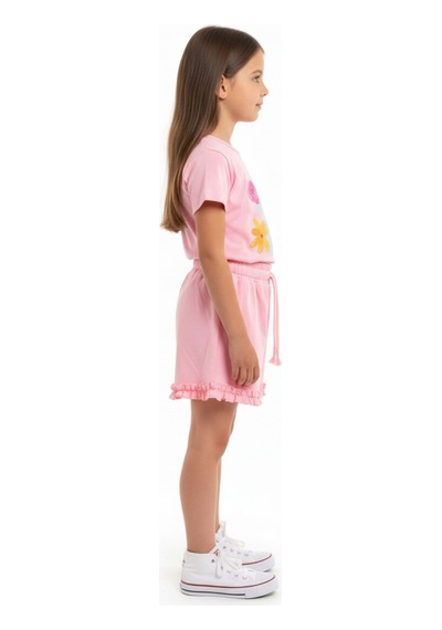 Toontoy Kids Toontoy Kız Çocuk 2'li Şortlu Takım Bisiklet Yaka Kısa Kollu Baskılı Tişört - Beli Lastikli Bağlamalı Cepli Paçası Fırfır Detaylı Şort 25015 Pembe Toontoy Kids Toontoy Kız Çocuk 2'li Şortlu Takım Bisiklet Yaka Kısa Kollu Baskılı Tişört - Beli Lastikli Bağlamalı Cepli Paçası Fırfır Detaylı Şort 25015 Pembe