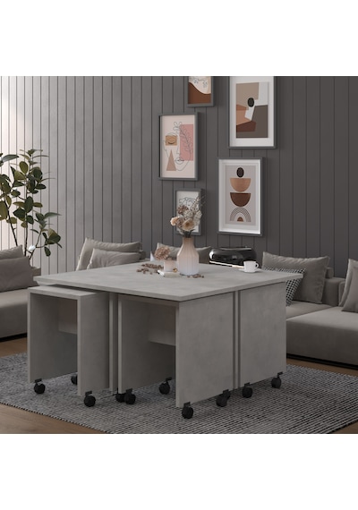 Asra Trend Akıllı Orta Sehpa OS003 %100 MDF 5 Parça Yavrulu Puf Sehpa Seti Retro Taş Asra Trend Akıllı Orta Sehpa OS003 %100 MDF 5 Parça Yavrulu Puf Sehpa Seti Retro Taş