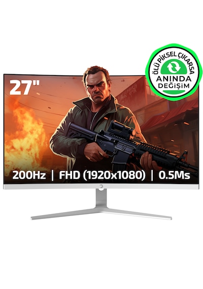 Gamepower Vivid T50 27'' 0.5 MS 200 Hz Curved RGB Beyaz Full HD VA Gaming Monitör