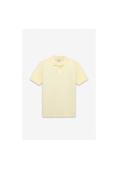 Süvari Sarı Slim Düz Nakışlı Pike Düğmeli Polo Yaka Tişört Ts1014000474-sr1