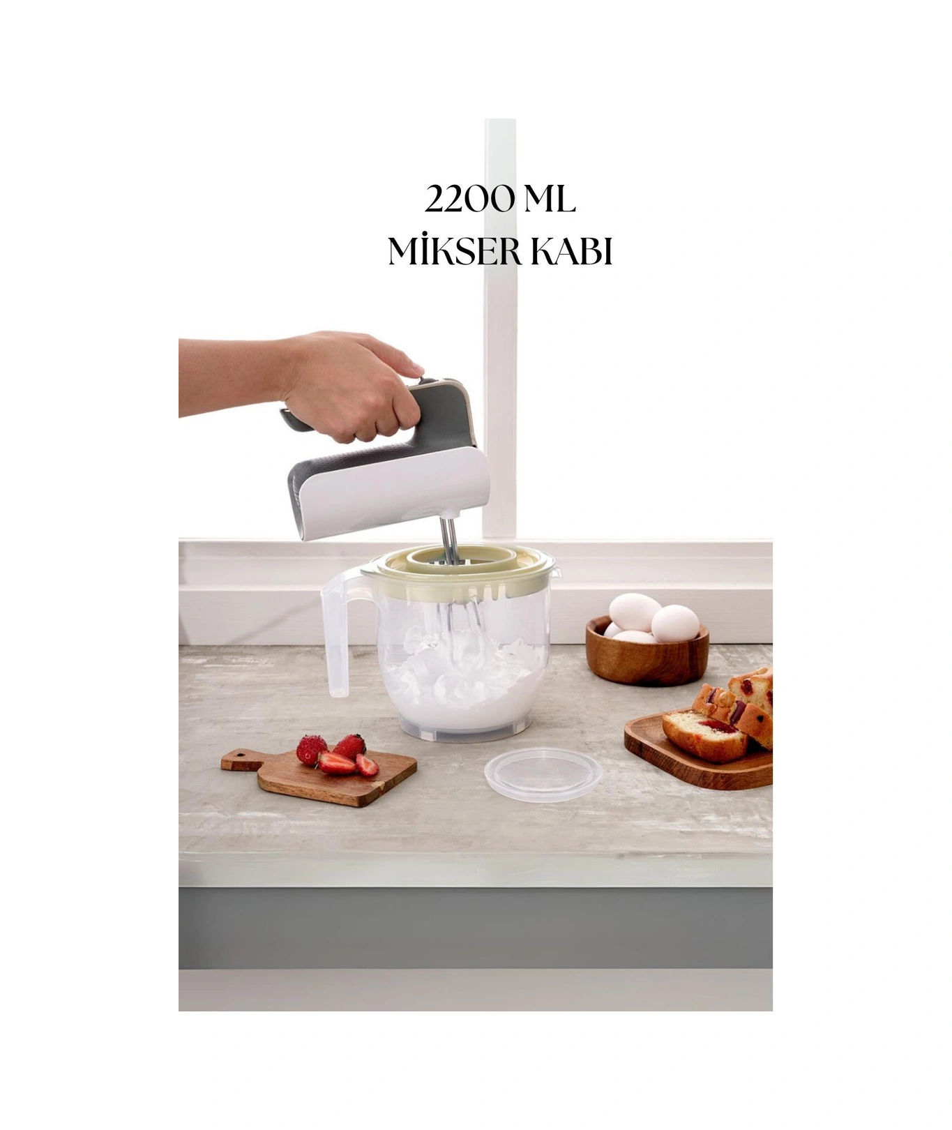 2200 Ml Mikser Kabı Beyaz & Ölçü Kabı & Saklama Kabı-dny0024