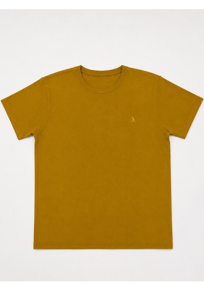 Büyük Beden Sıfır Yaka Pike Kumaş Sade Erkek Battal Tshirt Sarı