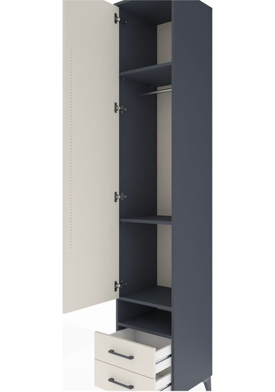 Hyperion Dolap 4 Raflı 2 Çekmeceli Tek Askılı 44x44x243 Antrasit-aytaşı Antrasit