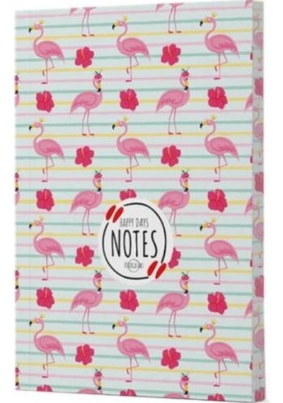 Flamingo 2 Çizgili Defter Yan Baskılı Siyah